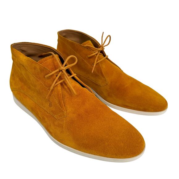 TOD'S Tumeric Suede Lace Up Chukka Ankle Sneaker Yellow‎ Mustard Gold Size 7 - Picture 3 of 9
